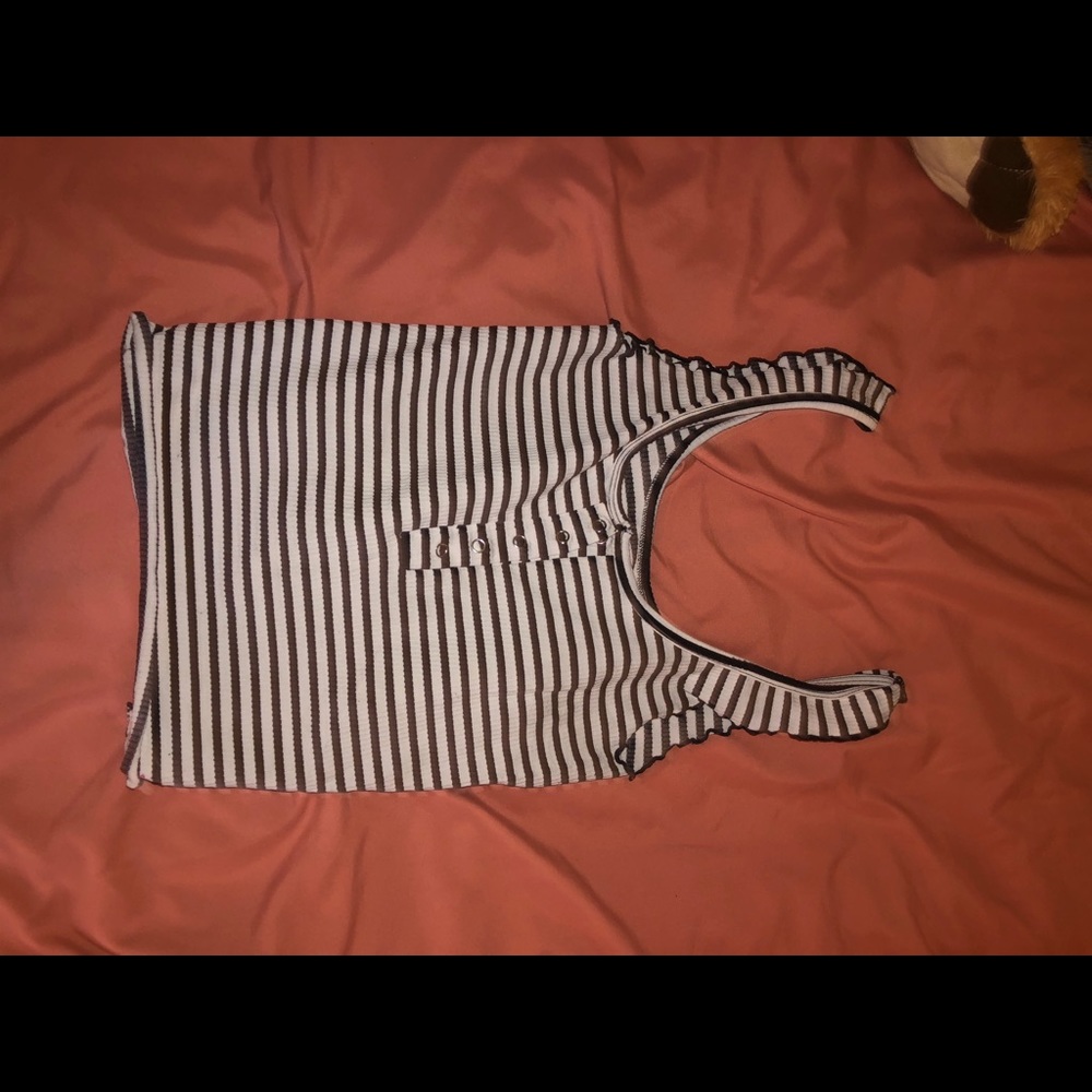 black and white striped tank top